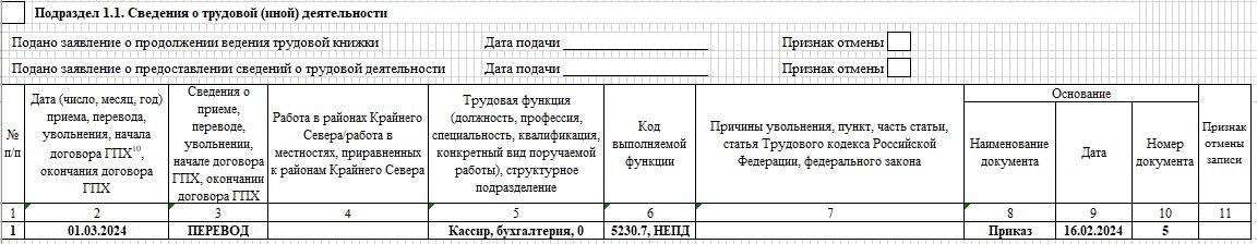 ЕФС-1 при неполном рабочем времени: как заполнить