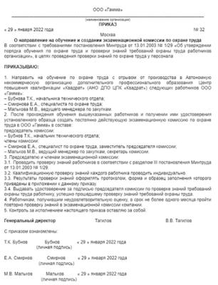 Приказ о создании комиссии: правила составления и образцы